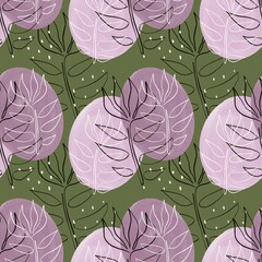 seamless pattern with pink flowers