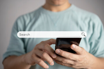 Men use smartphones to find what they are interested in. Searching information data