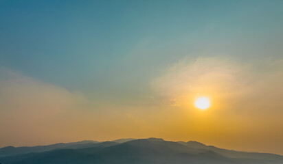 Fototapeta na wymiar World environment day concept: Doi Suthep mountain with sunshine sky sunset landscape. Chiang Mai Thailand.