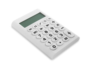 Modern calculator on white background. Office equipment