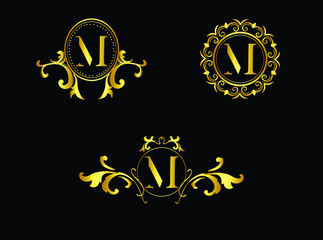 Luxury icon with M gold color logo