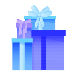 Set of blue and purple gift boxes