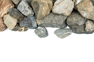 Various rocks isolated on white background