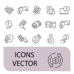 money icons set .money pack symbol vector elements for infographic web