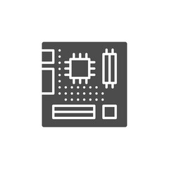Computer hardware, motherboard icon. Line, glyph and filled outline colorful version, motherboard slot outline and filled vector sign. Symbol, logo illustration. Different style icons set