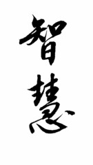 Chinese calligraphy characters, translation: "wisdom", presented in running script font, good for web pages, illustrations, article materials.