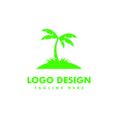 island with coconut trees logo symbol design inspiration illustration