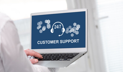 Customer support concept on a laptop screen