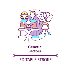 Genetic factors concept icon. Inherited anxiety disorder. Phobia cause abstract idea thin line illustration. Isolated outline drawing. Editable stroke. Arial, Myriad Pro-Bold fonts used
