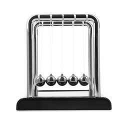 Newton's cradle isolated on white. Physics law of energy conservation