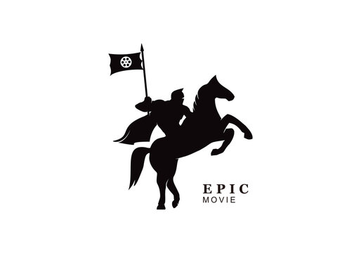Horse Warrior logo design with movie film cinema