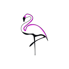 Illustrasion Simple Flamingo With Two Color
