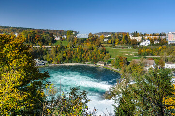 Rhine Falls or Rheinfall is the largest waterfall in Europe Schaffhausen, Switzerland on October 21, 2012.