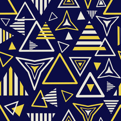 Triangular geometric shapes seamless vector abstract repeat pattern. Banner, card, wallpaper background print