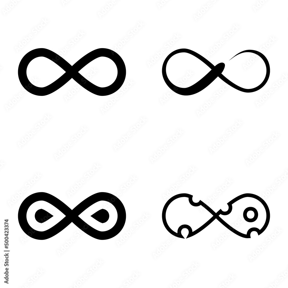 Poster Infinity Flat Icon Set Isolated On White Background