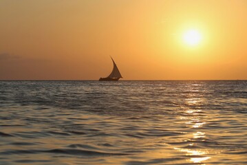 Fototapeta na wymiar Zanzibar sailboat at sunset