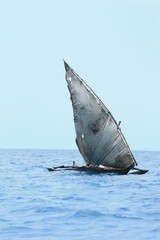 loses up sailboat in the sea, Zanzibar, beach 