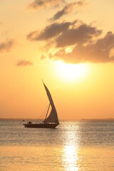 sailboat at sunset, Zanzibar 