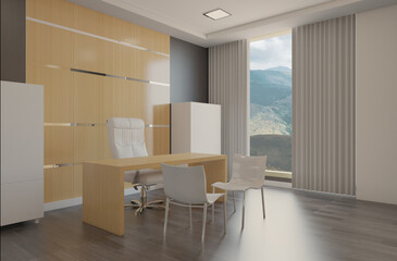 Modern office Cabinet.  3D rendering.   Meeting room