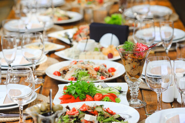 Rustic style Wedding or birthday table settings.