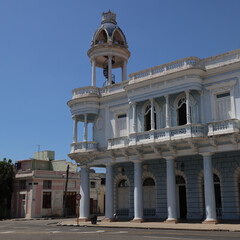 The characteristic architecture of a palace in Cienfuegos, Cuba