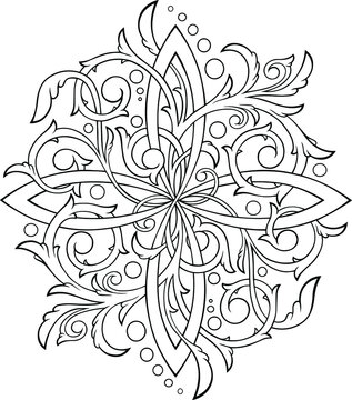 Stylized ornamental cross lineart