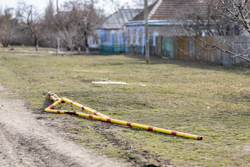 Barmashovo, Ukraine - March 18, 2022: War of Russia against Ukraine. Concept of invasion. Destroyed...