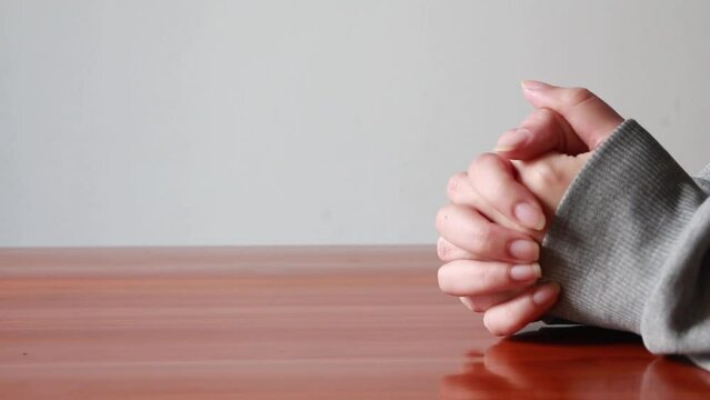 woman hand praying to wishing have a better life. copy space.