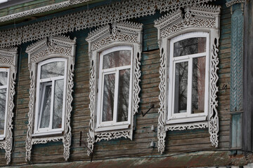 Windows of houses in the village