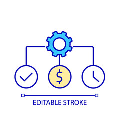 Effective business management RGB color icon. Increase revenue. Work performance. Quality and productivity. Isolated vector illustration. Simple filled line drawing. Editable stroke. Arial font used