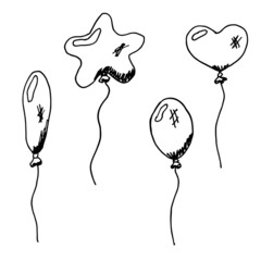 Vector set of hand drawn  balloons