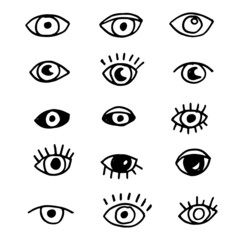 Vector hand drawn eye icon set