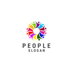 Colorful people logo icon design template. luxury, premium vector