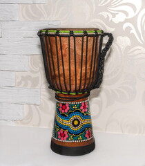 Djembe drum, handmade exotic musical instrument