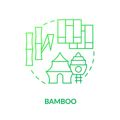 Bamboo green gradient concept icon. Alternative building material abstract idea thin line illustration. Sustainable crop for construction. Isolated outline drawing. Myriad Pro-Bold font used