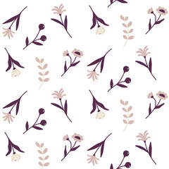 Fototapeta na wymiar Cream color flowers seamless pattern design