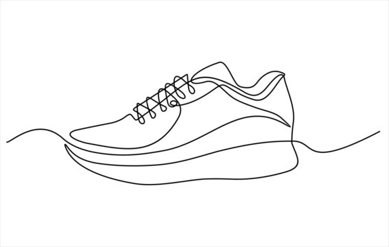 recommend clip art: Vector illustration of sneakers. Sports shoes in a line style. Continuous one line