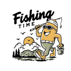 Fishing mascot illustration