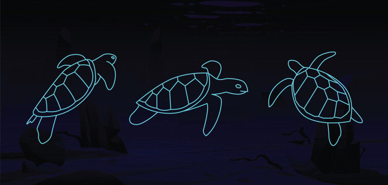 sea turtles minimalist isolated logos vector illustration 