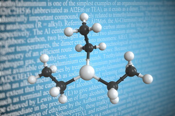 Molecular model of triethylaluminium, 3D rendering
