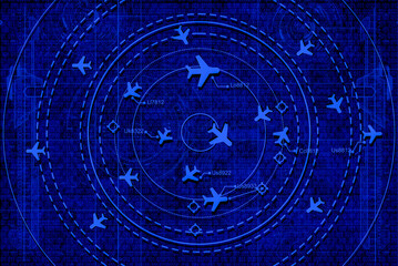 Simulation screen showing various flights for transportation and passengers.