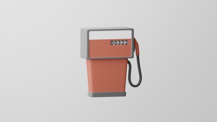 Minimalism Fuel Pump, petrol station emoji, gas station symbol. On white background. 3d render