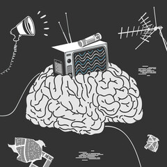Vector Illustration Brain and Media Propaganda