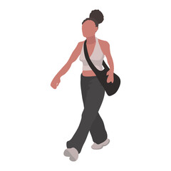 Fototapeta na wymiar Young woman walking vector illustration