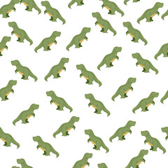 Seamless pattern cute T-Rex dino. Background of funny dinosaurs in doodle style. © Purple_Lamp