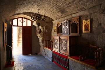 Interior of Orthodox Monastery of the Nativity of the Blessed Virgin Mary in Cetinje, Montenegro