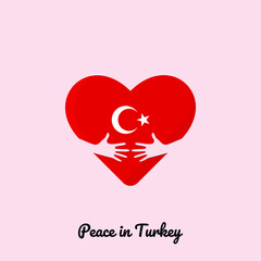 Peace in Turkey heart hug. Turkey heart with hugging arms vector illustration