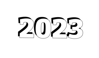 shadow Happy New Year 2023 text design. Cover of business diary for 2023 with wishes. Brochure design template, card, banner. Vector illustration. Isolated on white background