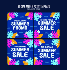 Obraz na płótnie Canvas Happy Summer Sale Web Banner for Social Media Square Poster, banner, space area and background