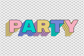 90's party text effect with shadow print 